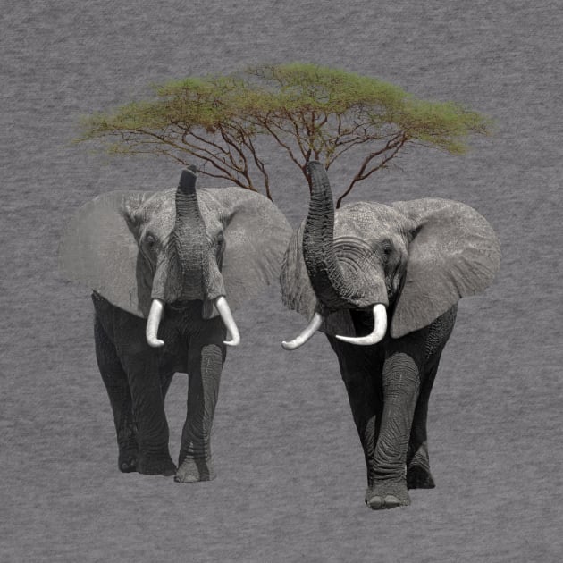 Elephants with a tree on safari in Kenya / Afrika by T-SHIRTS UND MEHR